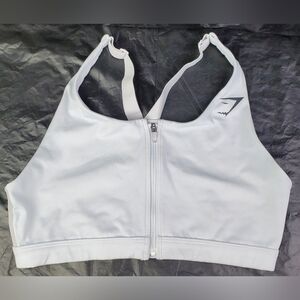 Gymshark Womens White Front Zip Racerback Sports Bra Mesh Back - Size M - GUC